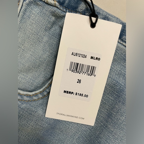 NWT 7 For ManKind Broken Twill Mid Roll Denim Shorts Coco Drive Size 26 - Picture 7 of 16